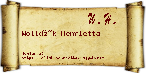 Wollák Henrietta névjegykártya
